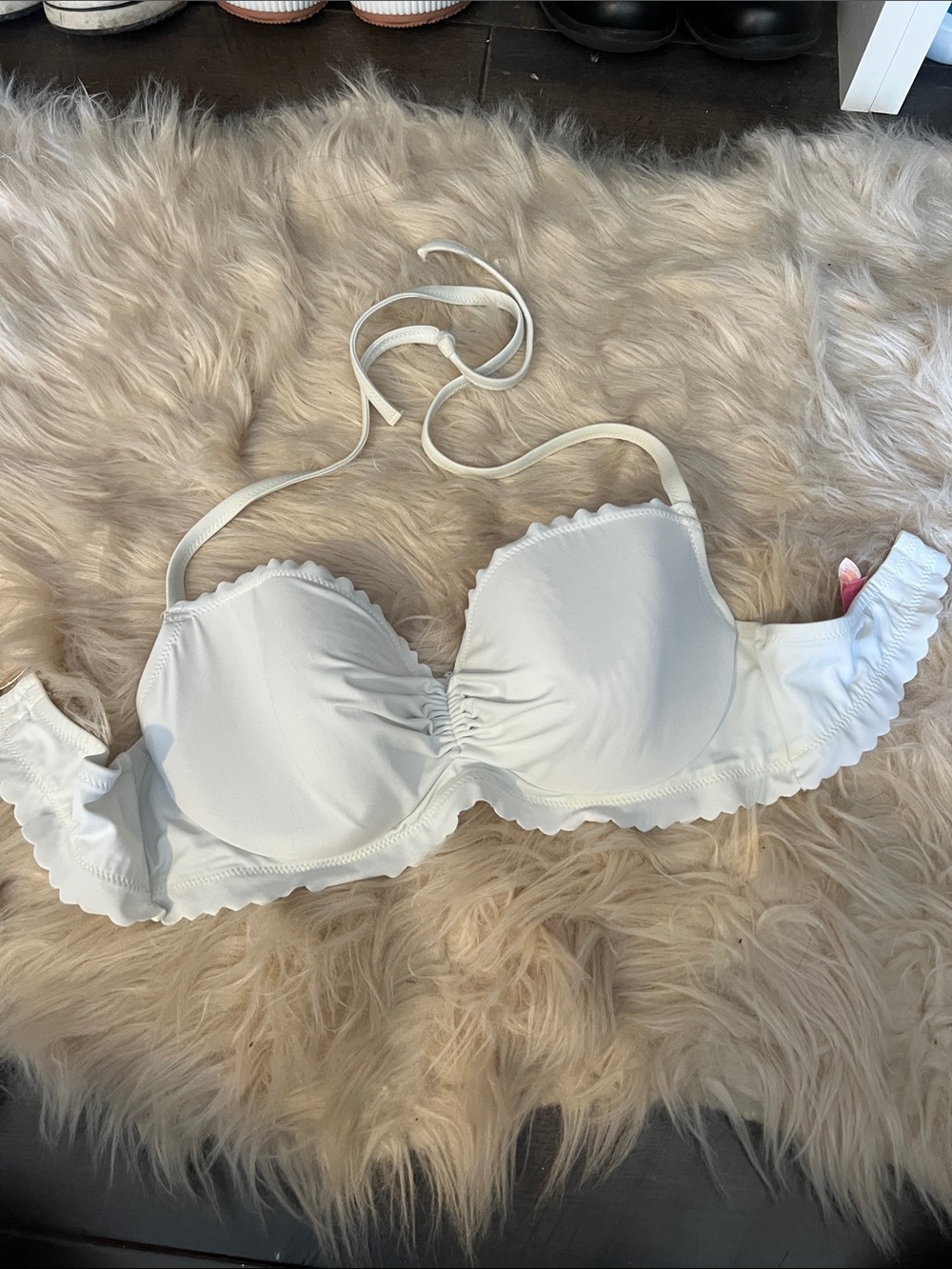 Victoria's Secret White Ruffle Bandeau Bikini Top